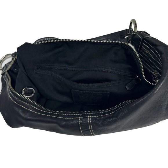 Coach Soho Hobo Bag No 10032 Black Leather Shoulder Handbag Buckle Strap - Picture 5 of 7